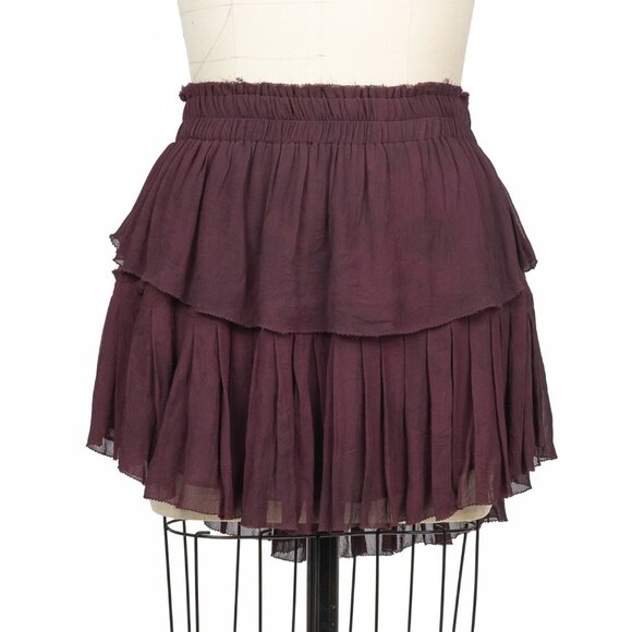 LoveShackFancy Burgundy Mini Skirt - Picture 1 of 7